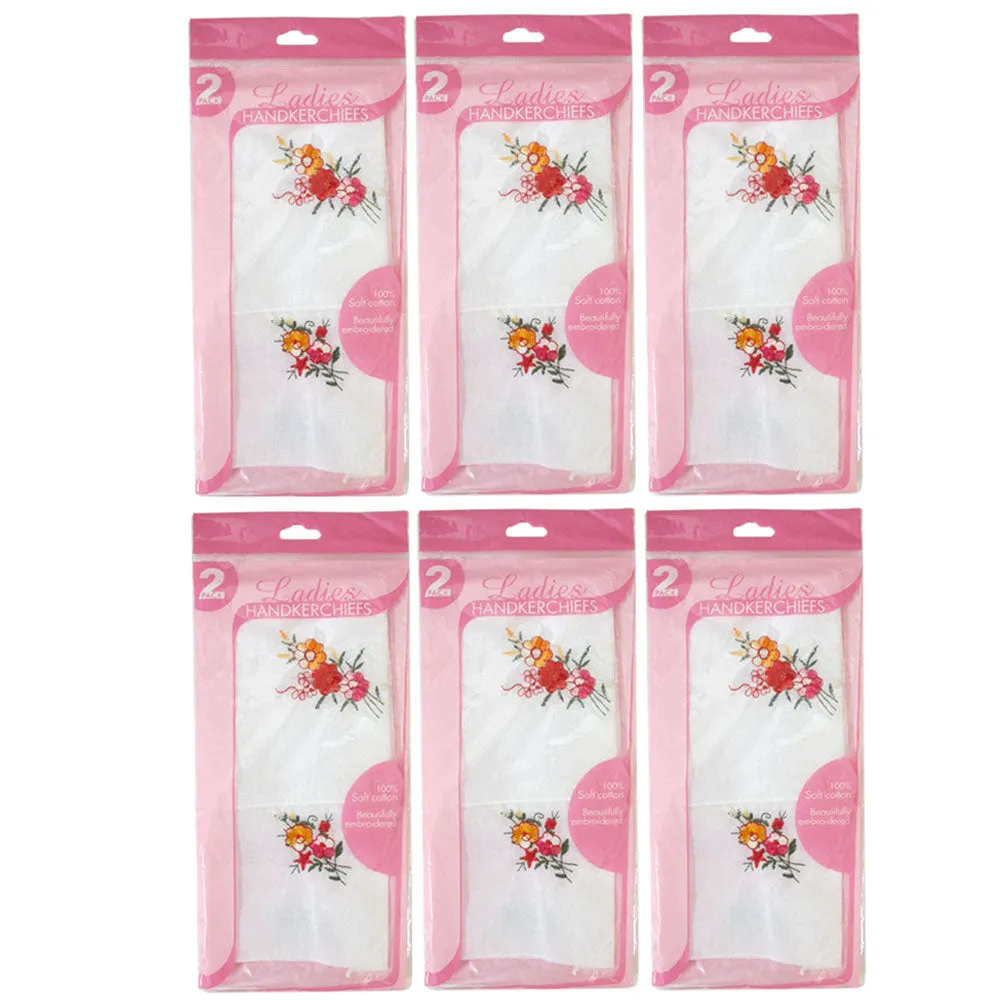 12 Pc Ladies Handkerchief Set 100% Cotton Pocket Women Square  Floral Hankies
