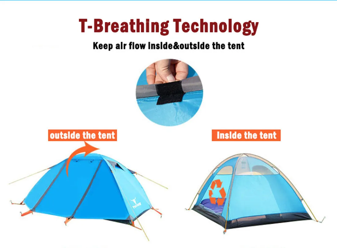 2-Person Portable Camping Tent | Waterproof | Lightweight Hiking Backpacking Shelter | Blue