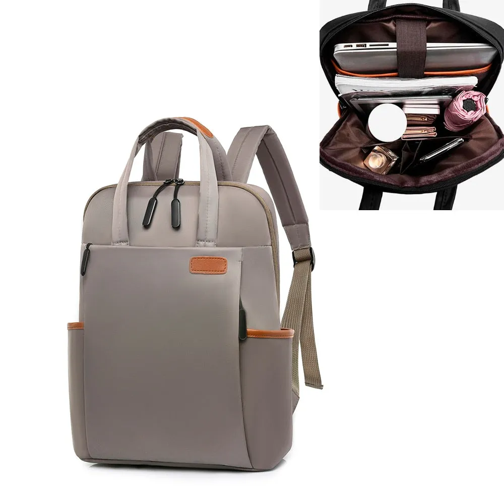 Back to school Waterproof Business Woman Backpack Fashion Oxford College Student School Backpacks 13 14 Inch Laptop Bag Travel Rucksack Mochila