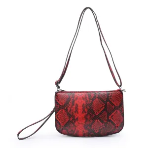 Jen & Co. Mila Red & Black Python Dual Compartment Crossbody Clutch