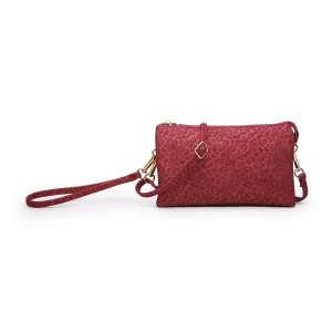 Jen & Co. Red Cheetah Riley Monogram able  3 Compartment Crossbody Or Wristlet