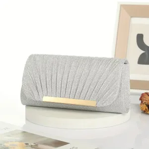 Silver Pleat Clutch
