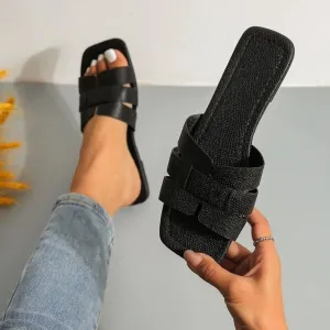 Solid Color Open Toe Flats Sandals