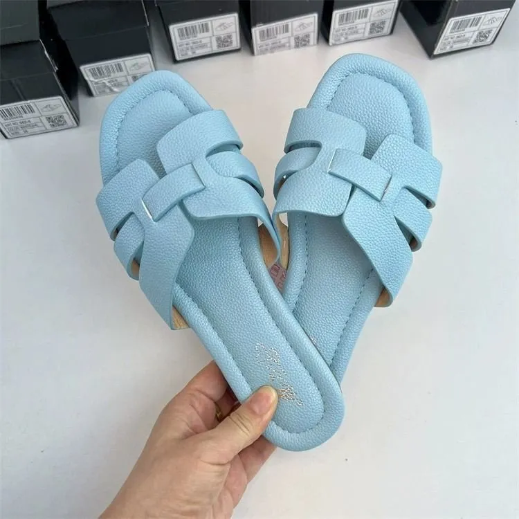 Solid Color Open Toe Flats Sandals
