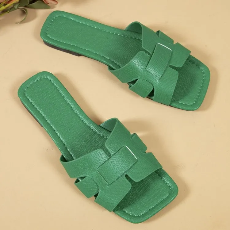 Solid Color Open Toe Flats Sandals
