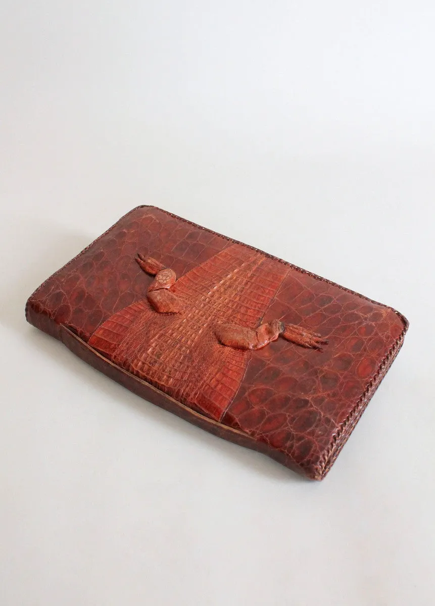 Vintage 1940s Alligator Body Clutch Purse